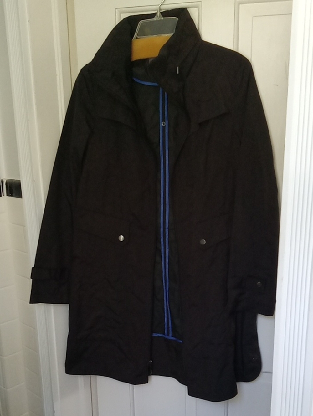 Vintage Cole Haan Travel Packable Hooded Rain Jacket Black Coat Size M